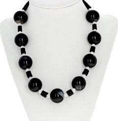 AJD Sophisticated Elegant Black Agate, Jet & Moonstone 17.5" Necklace