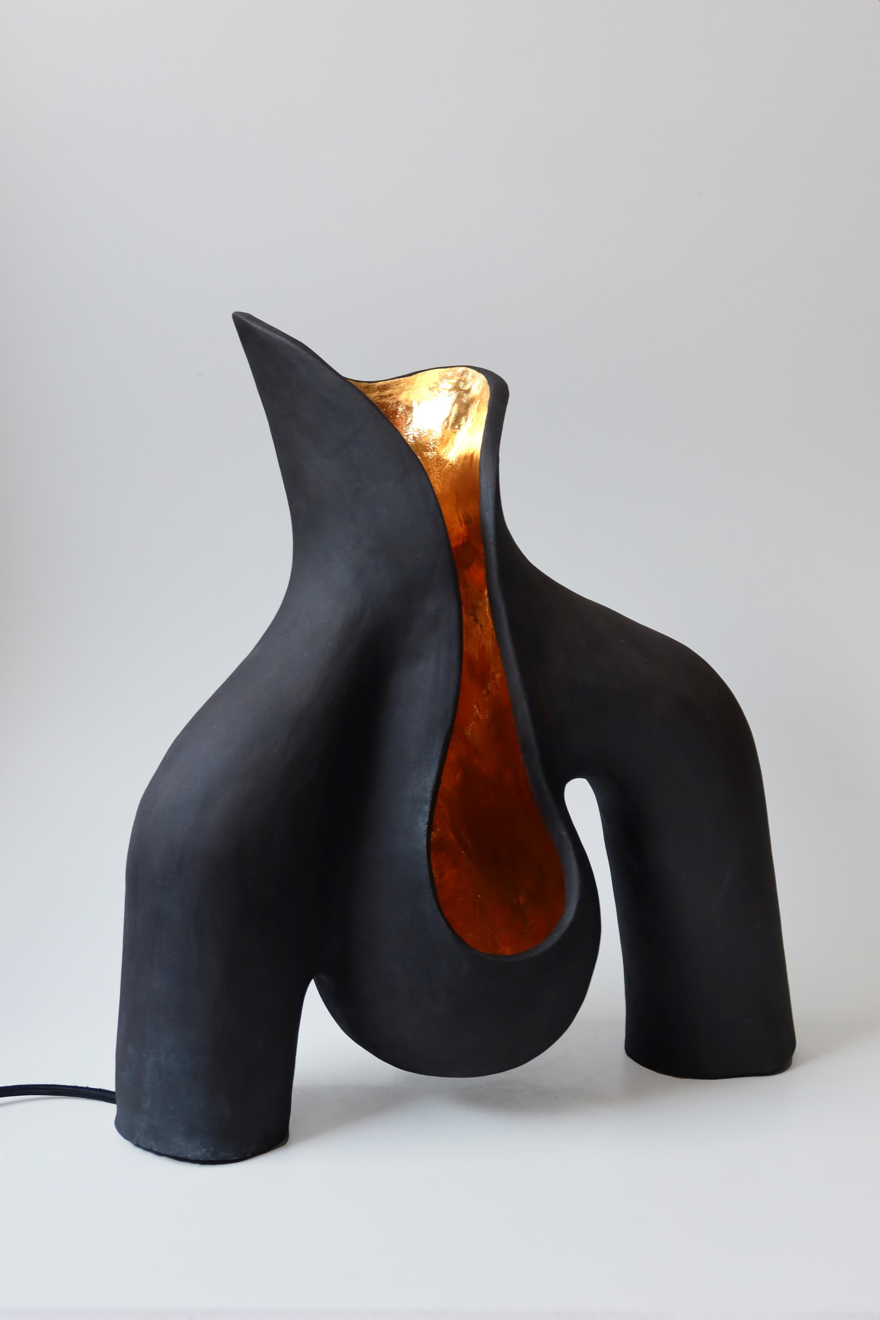Modern Unique Black and Gold Womb Lamp by Jan Ernst