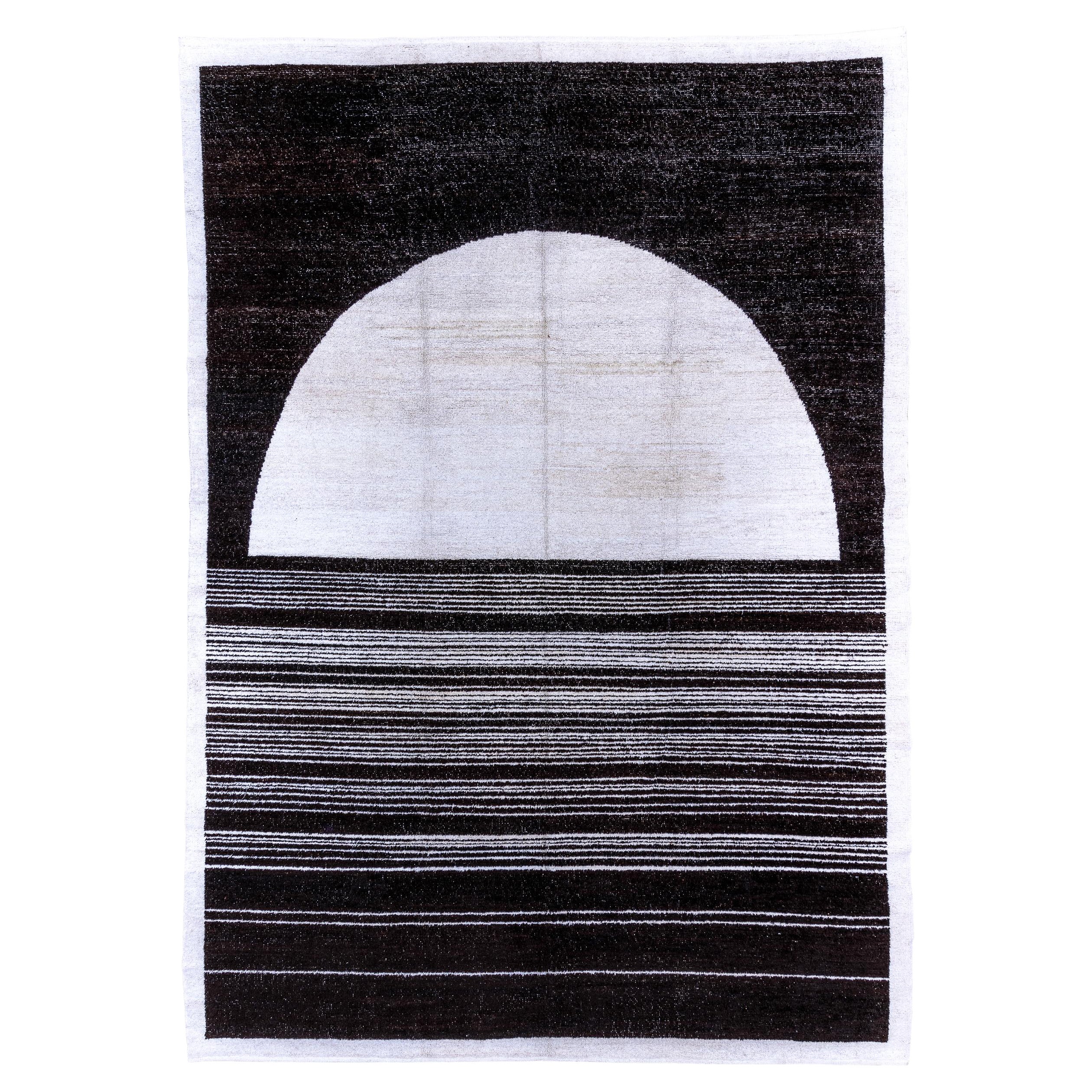 Einzigartiges schwarz-weißes, modernes, Contemporary-Teppichdesign im Angebot