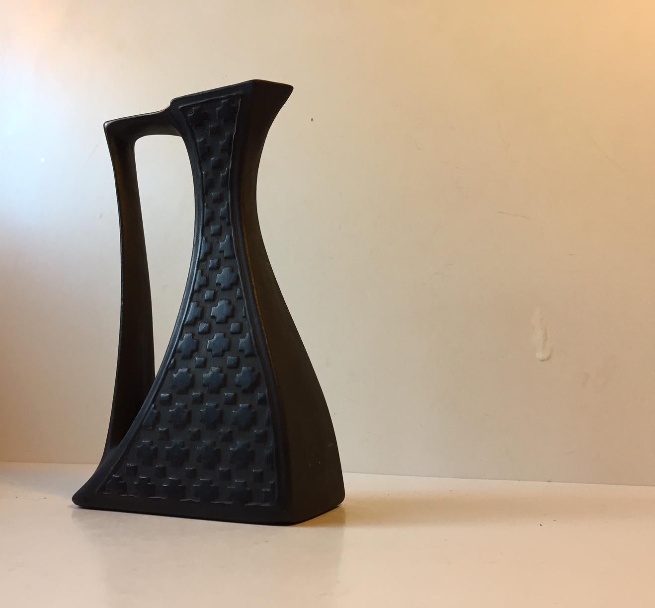 Danish Unique Black Art Deco Vase from Sejer, Denmark 1940s