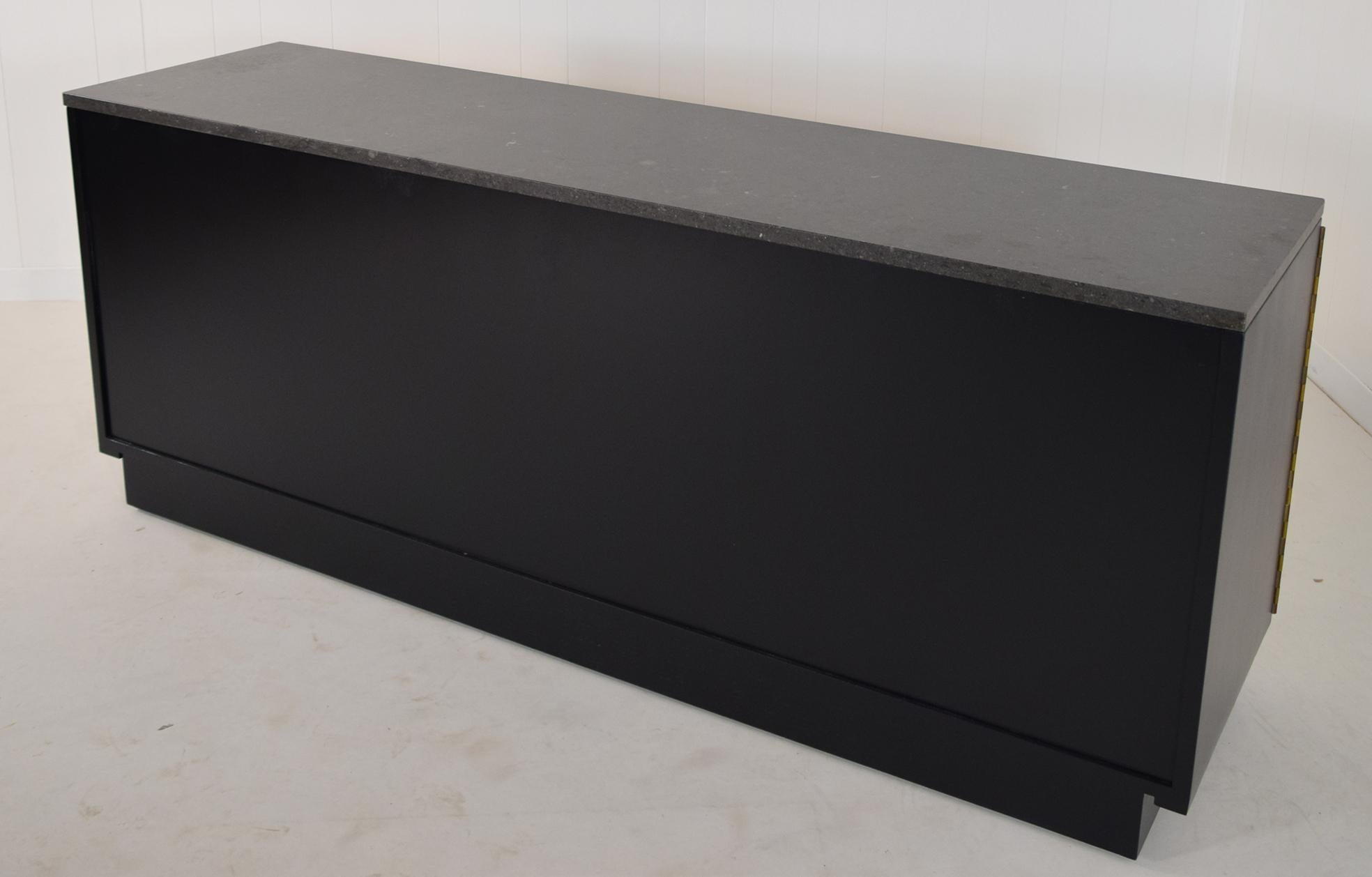 Mid-Century Modern Unique Black Granite Sideboard by Paul McCobb for Calvin