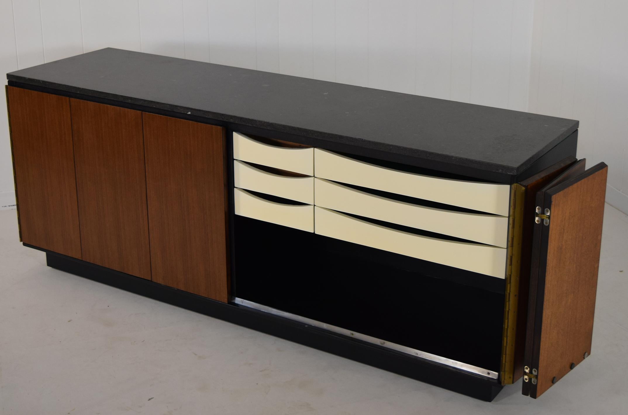 Mid-20th Century Unique Black Granite Sideboard by Paul McCobb for Calvin