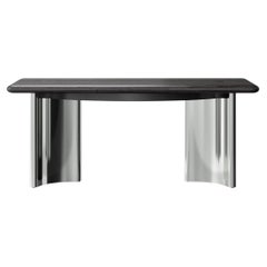 Contemporary Polished Steel and Black Oak Desk Console by Ultramobili