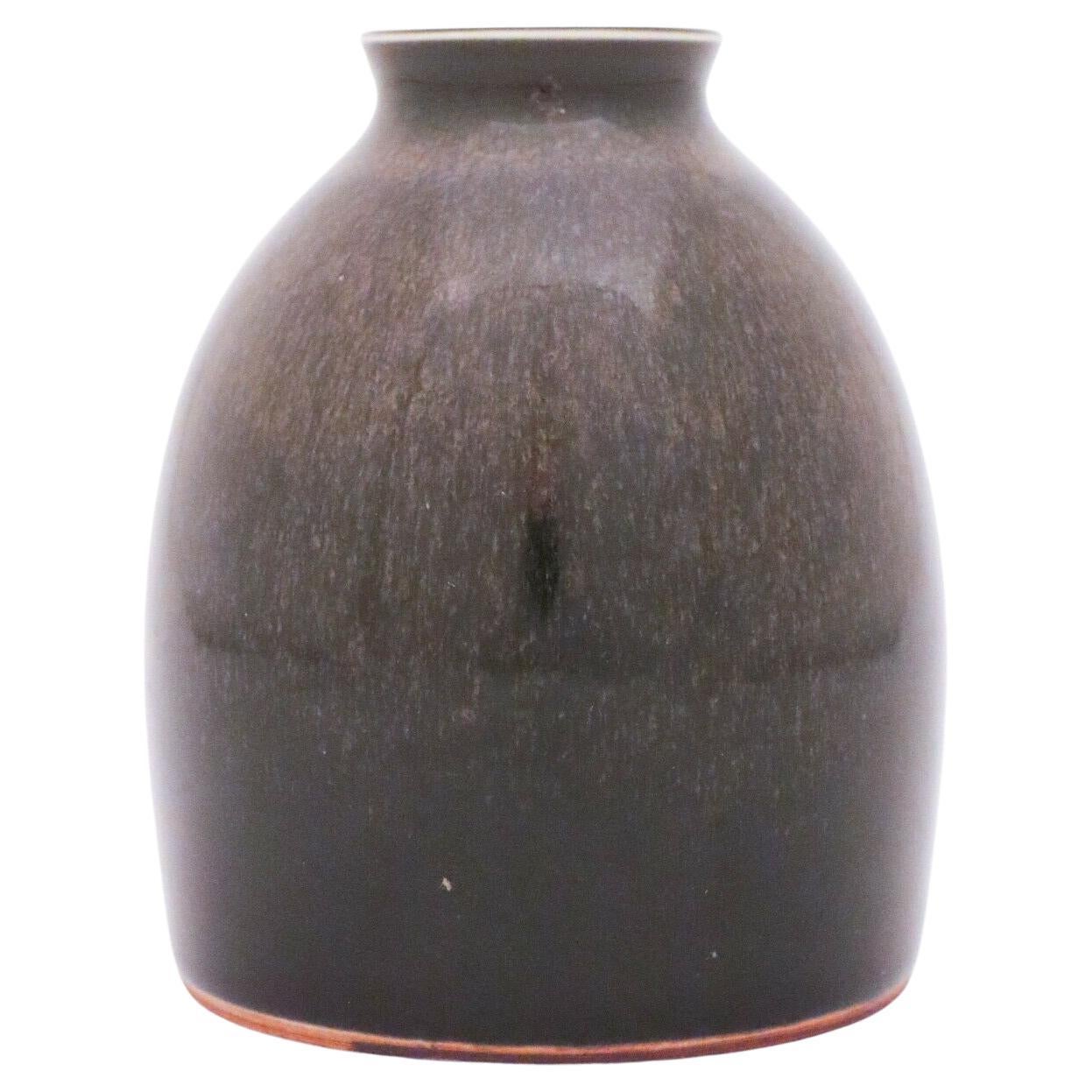 Unique Black Stoneware Vase, Carl-Harry Stålhane, Rörstrand, Mid century Vintage For Sale