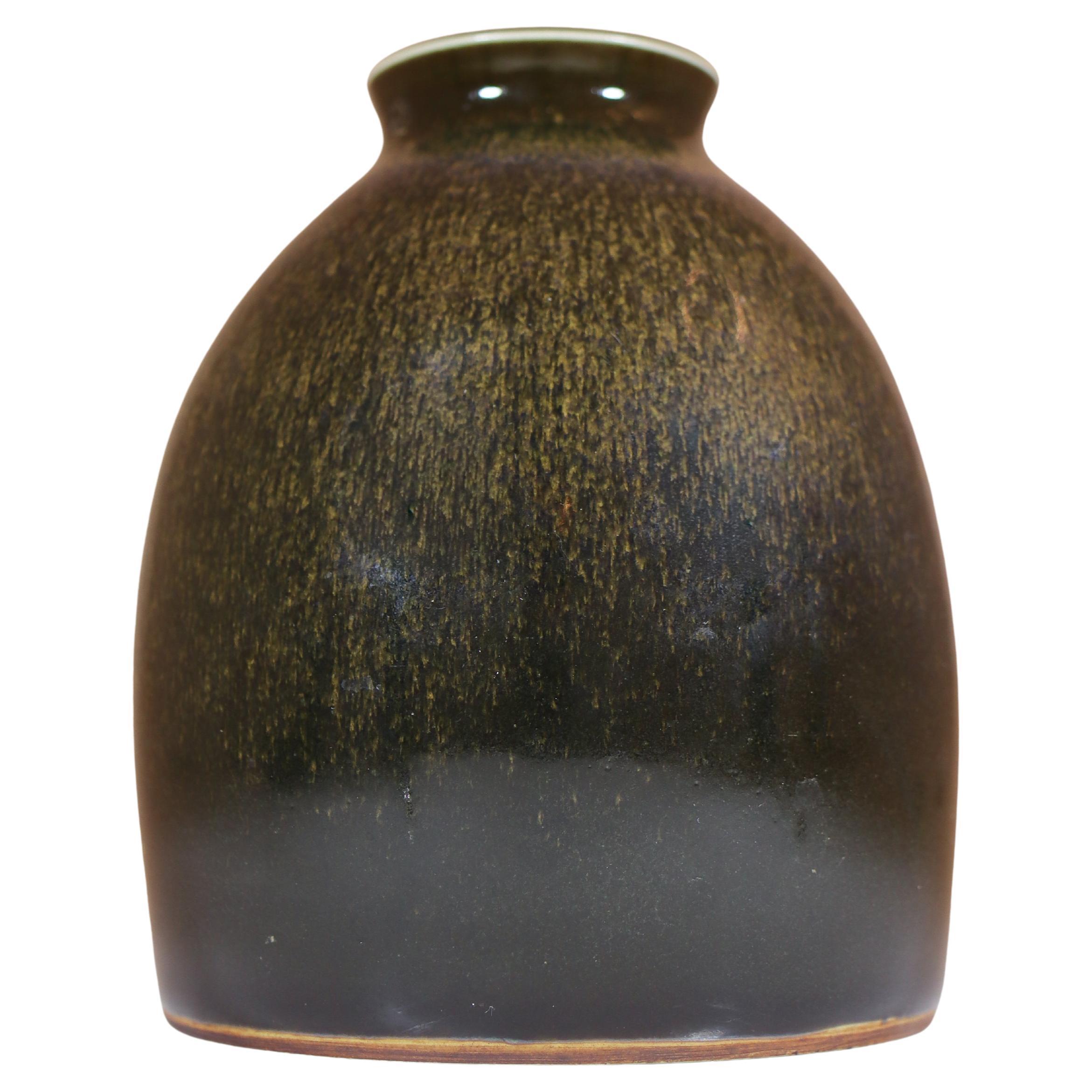 Jarrón único de gres negro, Carl-Harry Stålhane, Rörstrand, Mid century Vintage