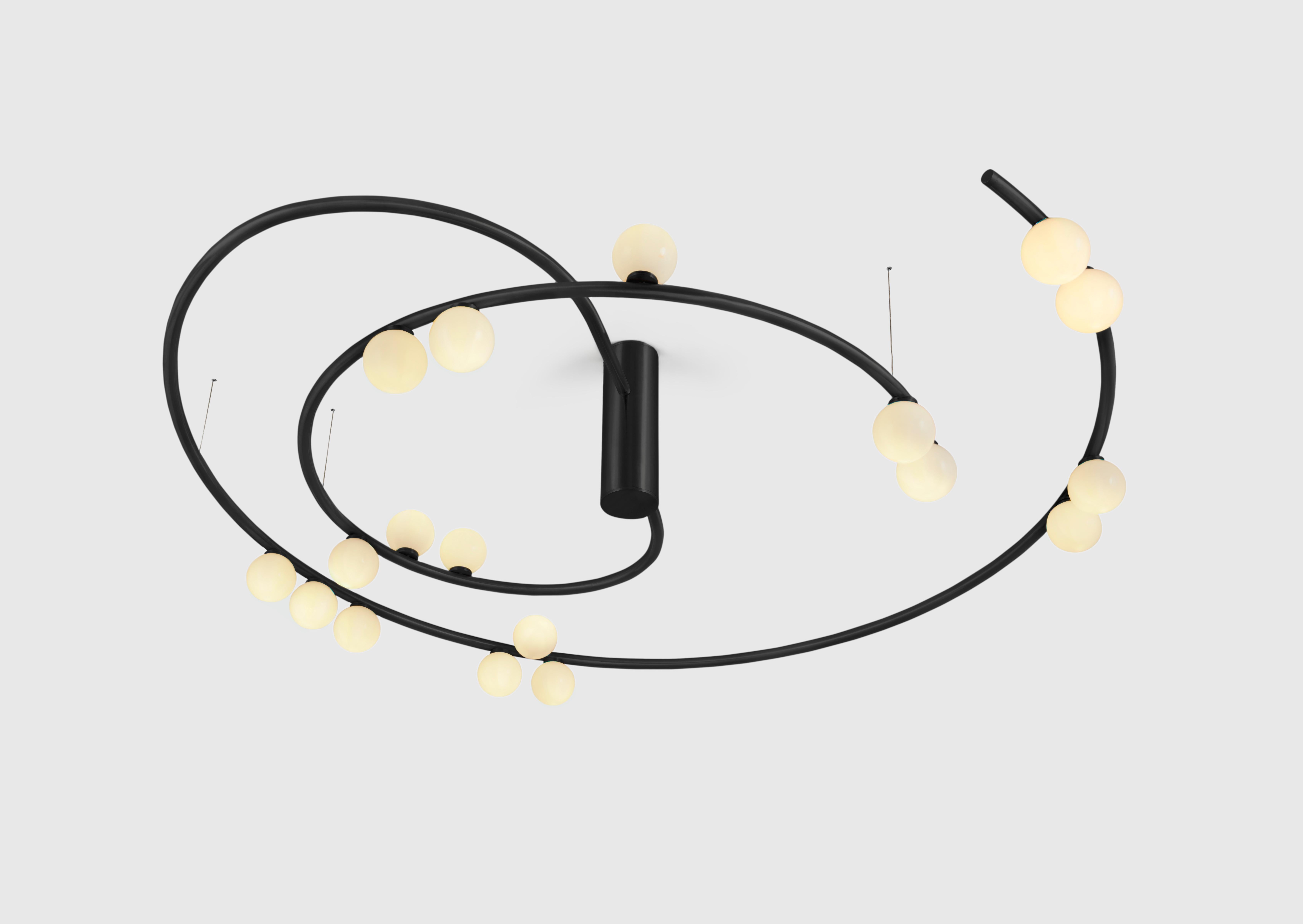Modern Unique Black Swirl Chandelier by Saumil Suchak