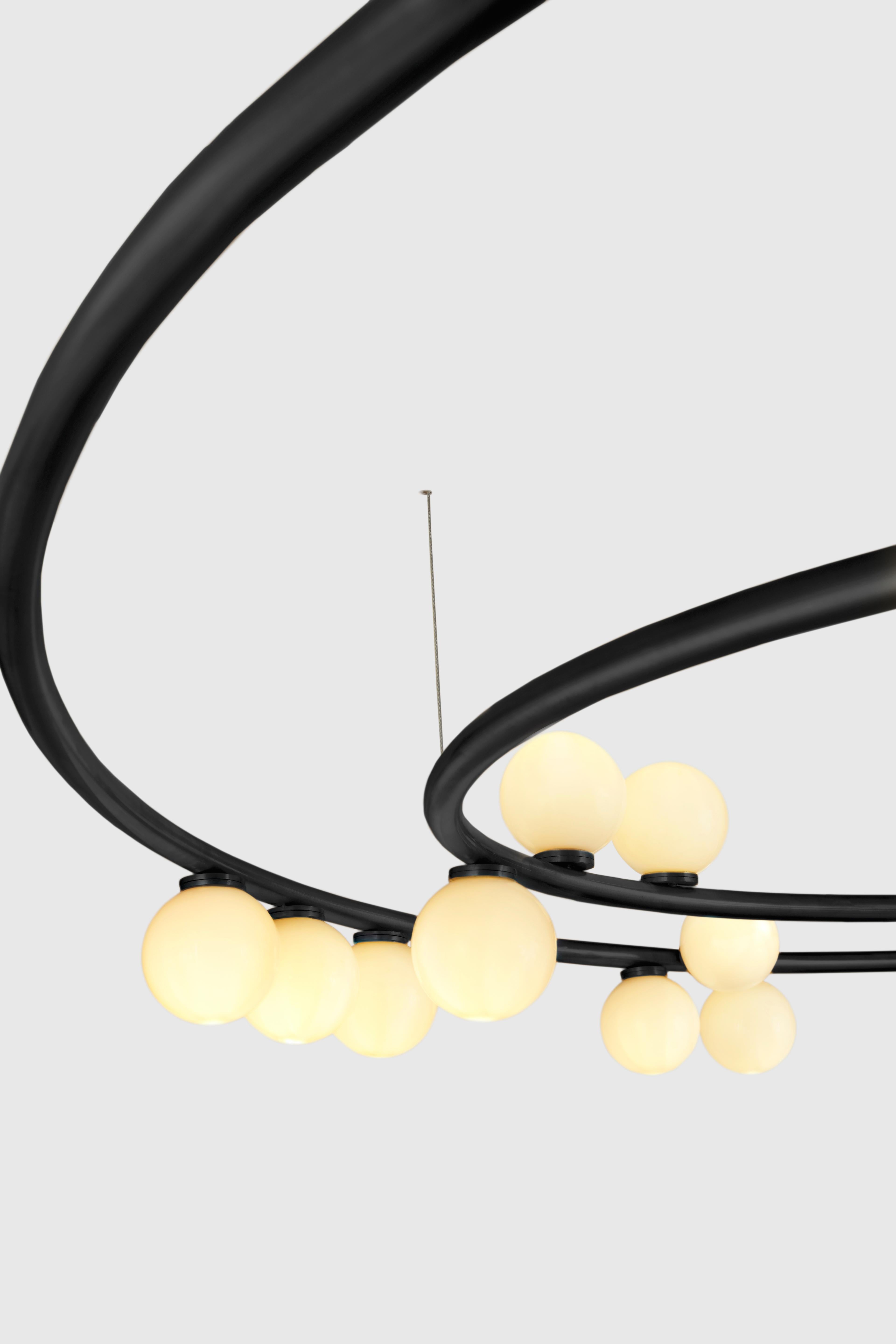 Indian Unique Black Swirl Chandelier by Saumil Suchak