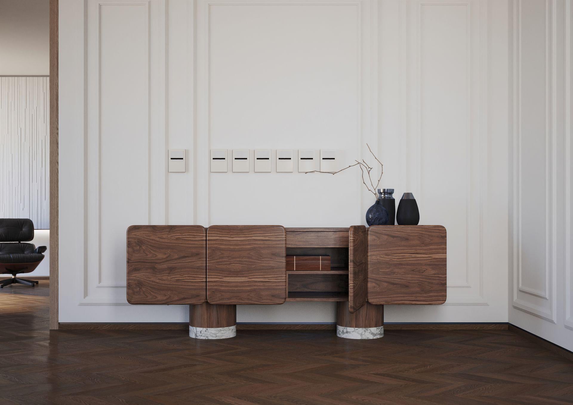 Unique, Black Walnut, Venus Wood Sideboard by Ultramobili In New Condition For Sale In Geneve, CH