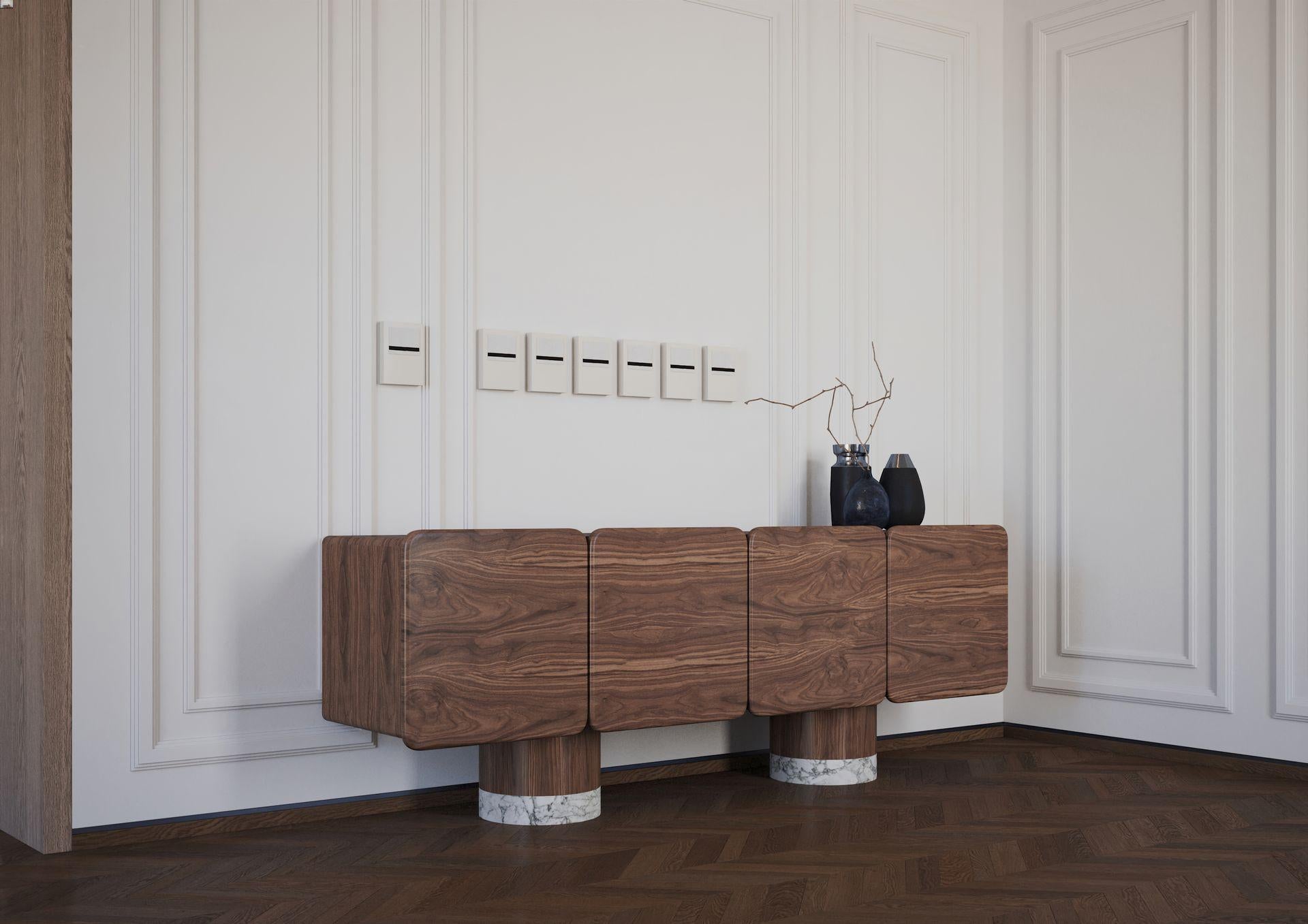 Marble Unique, Black Walnut, Venus Wood Sideboard by Ultramobili For Sale