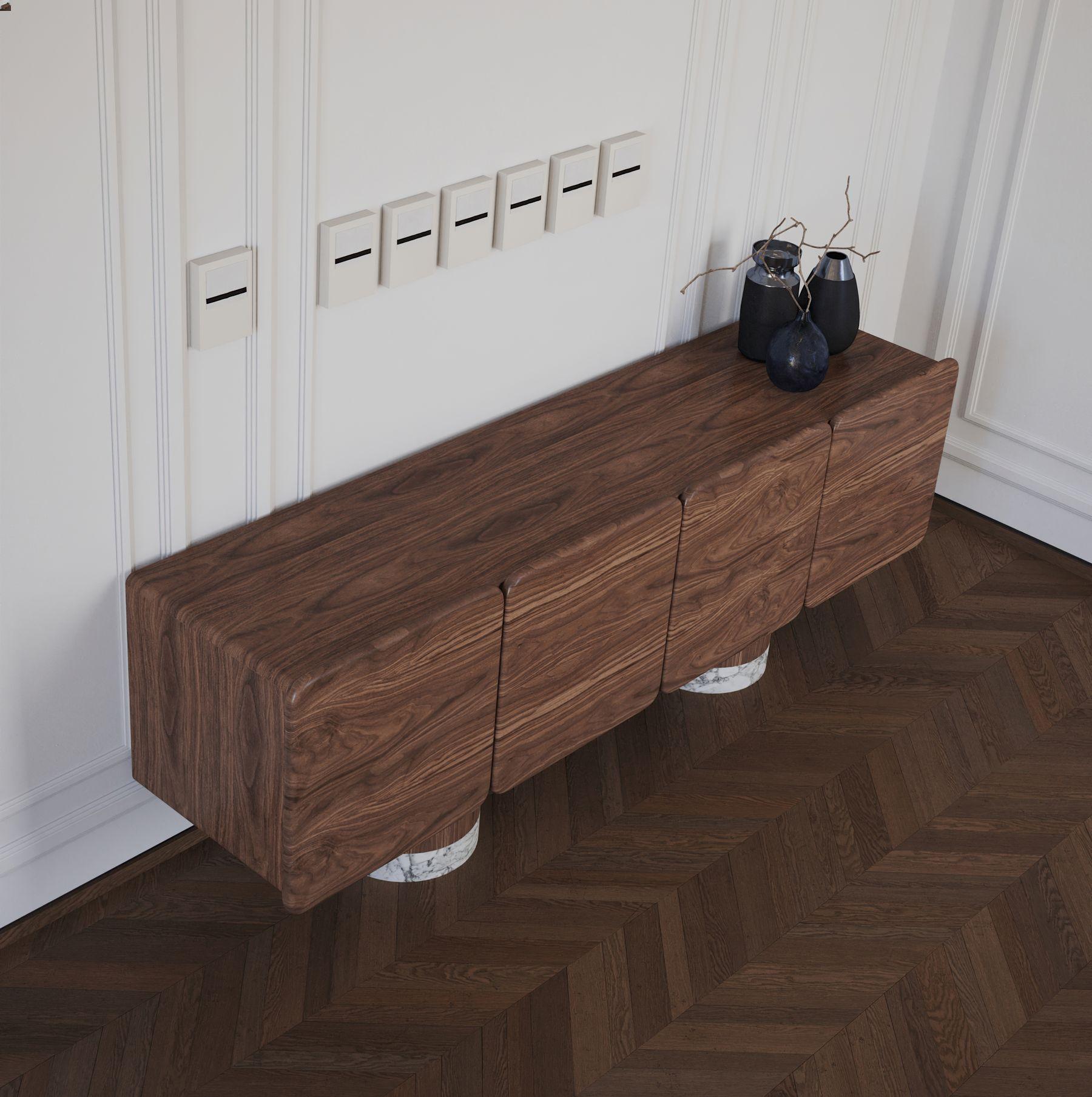 Unique, Black Walnut, Venus Wood Sideboard by Ultramobili For Sale 1
