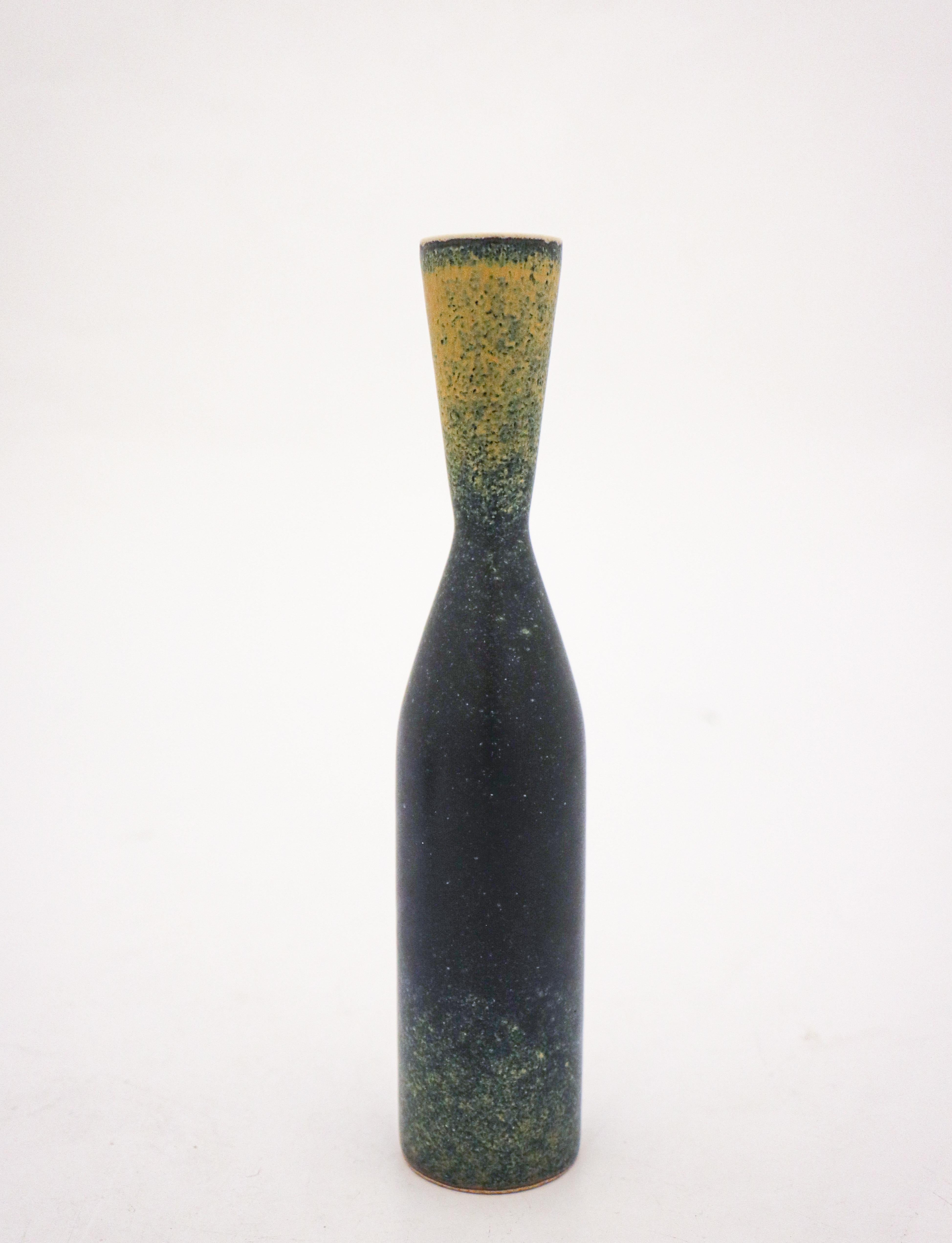 Unique Black and Yellow Vase, CarlHarry Stålhane, Rörstrand, Mid Century Vintage For Sale at