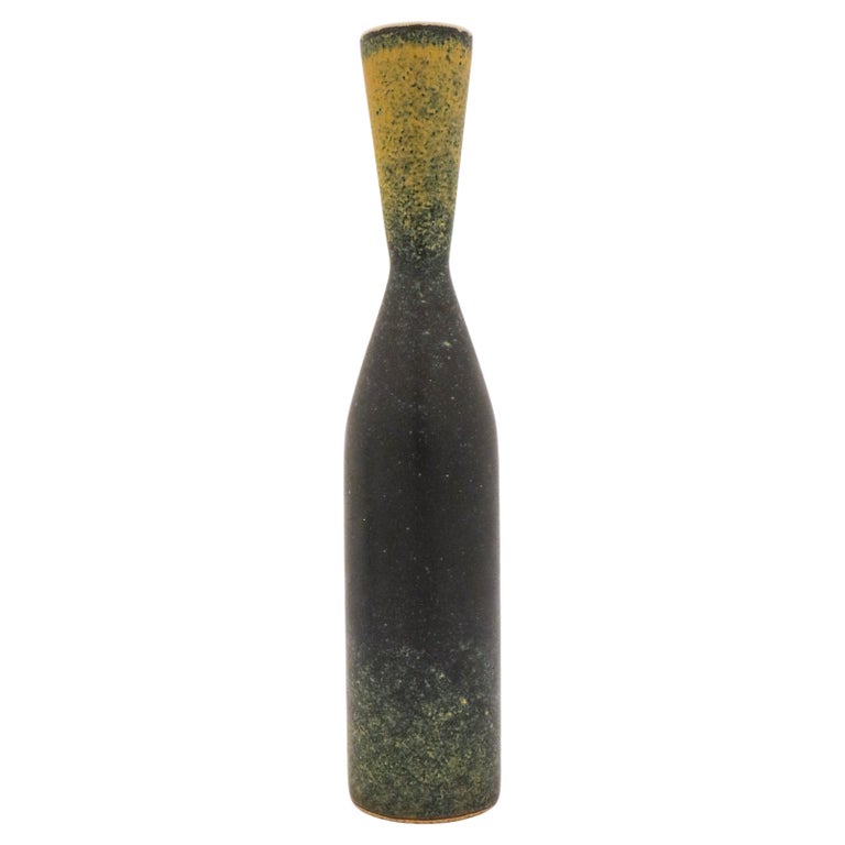 Unique Black and Yellow Vase, CarlHarry Stålhane, Rörstrand, Mid Century Vintage For Sale at