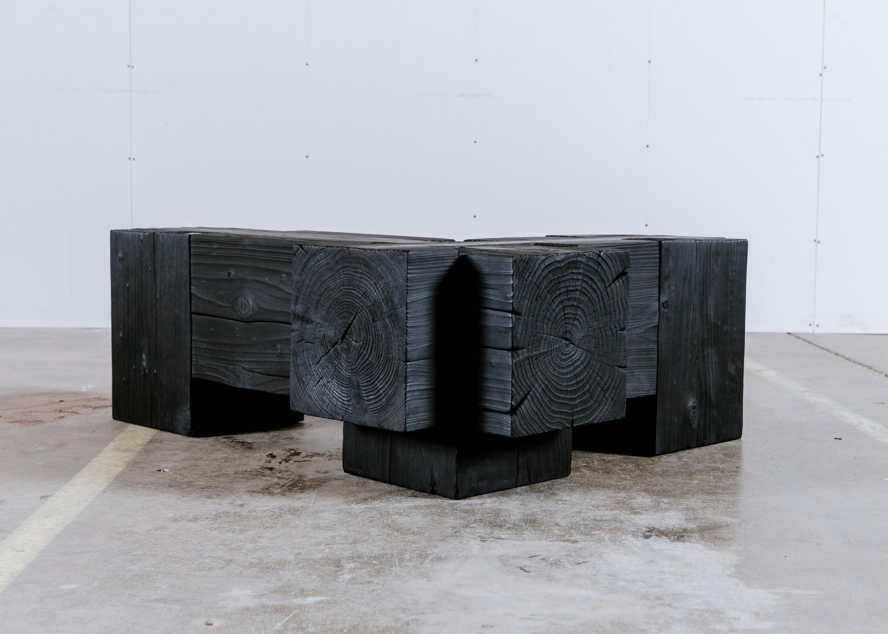 American Unique Blackened Redwood Bench/Coffee Table by Base 10