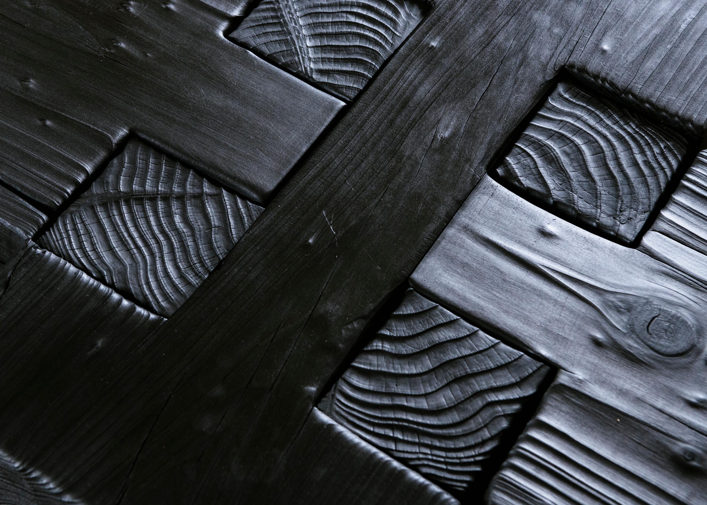 Contemporary Unique Blackened Redwood Bench/Coffee Table by Base 10