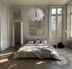 Unique Bloom Chandelier with Light White Glass Petals by Marie Jeunet