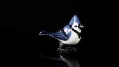Unique Blue Bird by Estudio Guerrero Made with Glazed Ceramic and White Metal