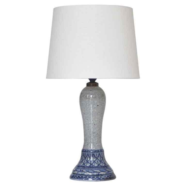 Unique Blue and Grey Table Lamp by Gertrud Kudielka, "Hjort", Denmark