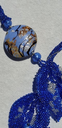 Blue Murano glass beaded necklace