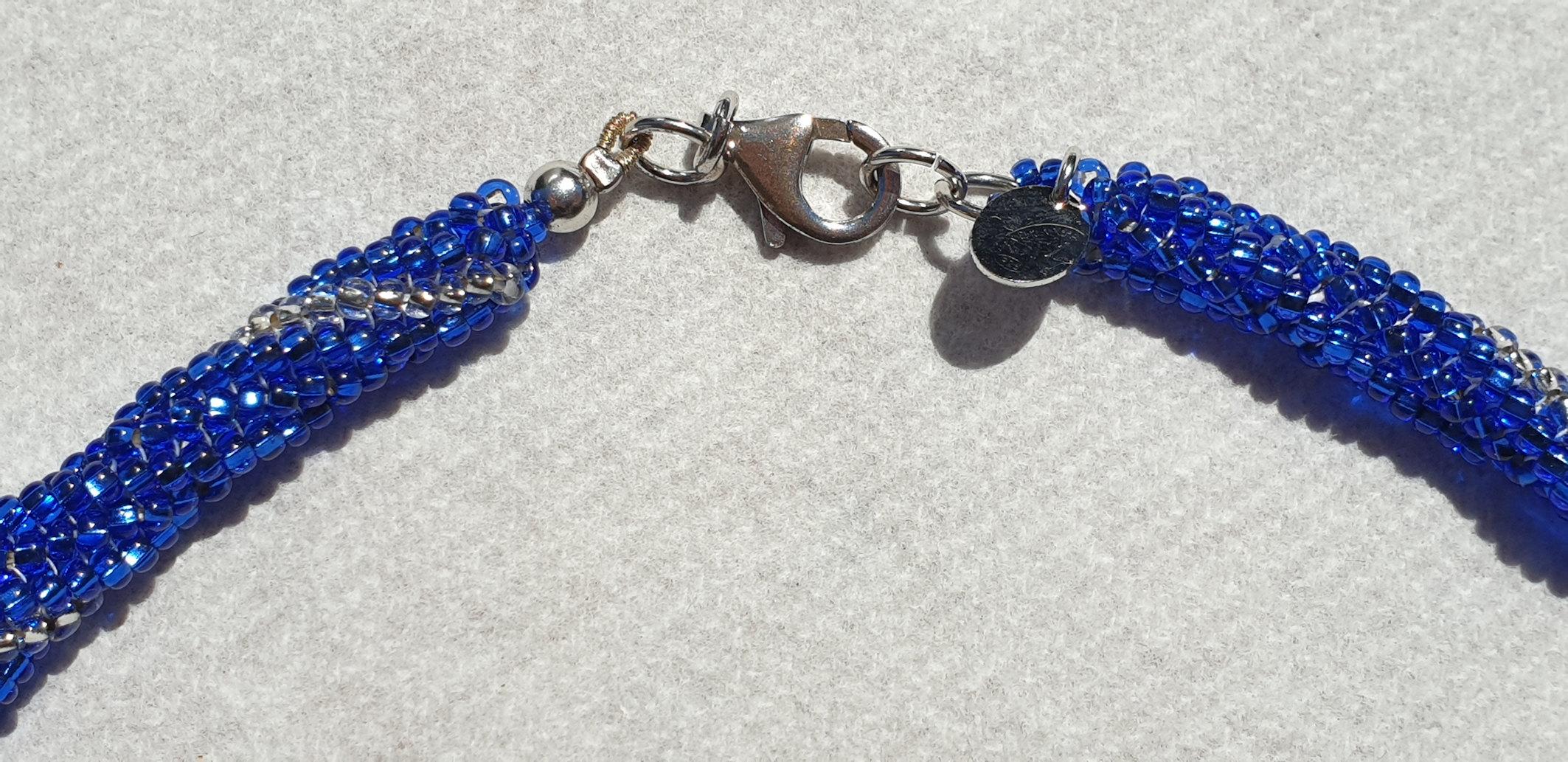Perlenkette aus blauem Muranoglas in Blau  im Angebot 4