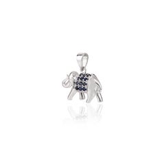 Unique Blue Sapphire Elephant Pendant Set in Sterling Silver Unisex Gifts