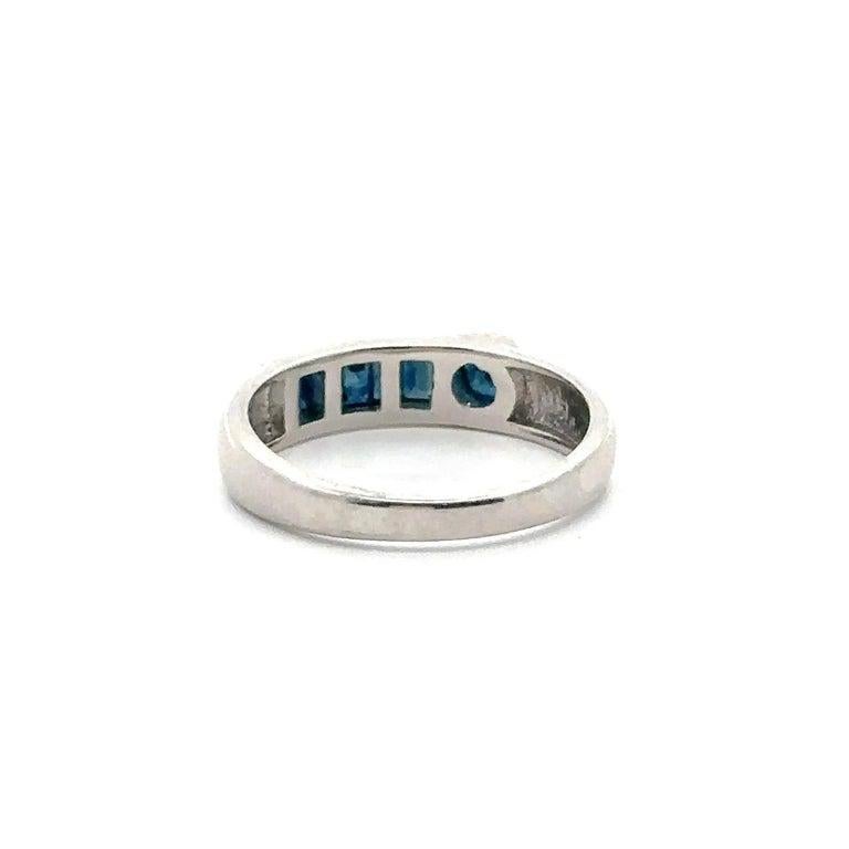 For Sale:  Unique Blue Sapphire Gemstone Band Ring in 925 Sterling Silver Unisex Ring 12