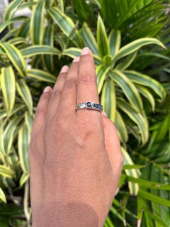 Anillo único con zafiro azul en plata de ley 925 Anillo unisex