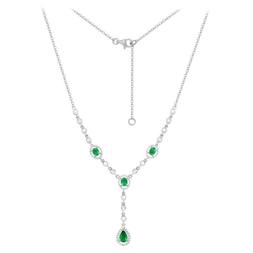 Unique Emerald White Diamond White Gold Wedding Necklace for Her For Sale