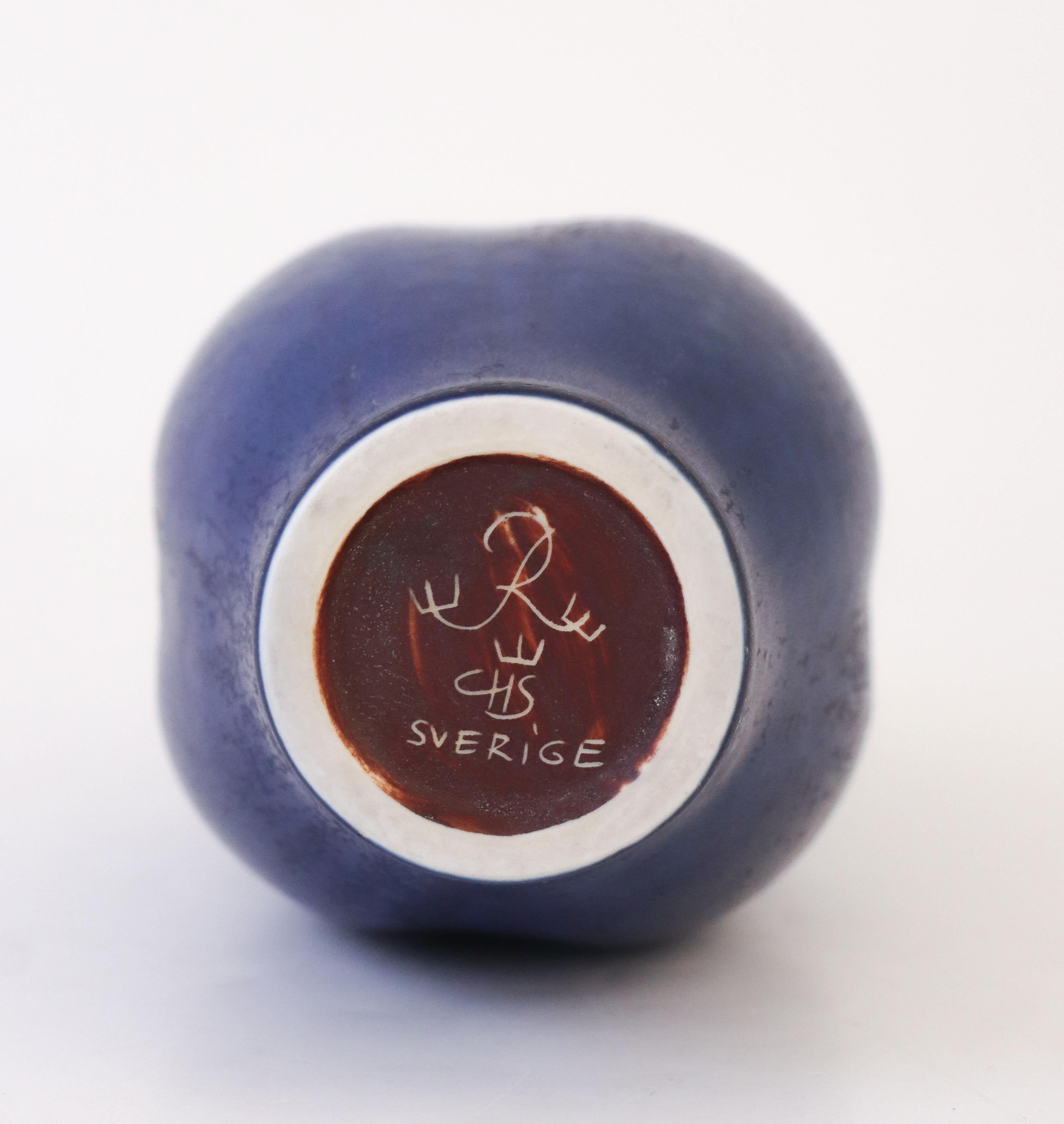 Vaso blu unico, Carl-Harry Stålhane, Rörstrand, metà del secolo scorso, anni '40 in vendita 1