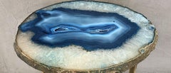 Unique Blue White Agate Stone Side Coffee Table