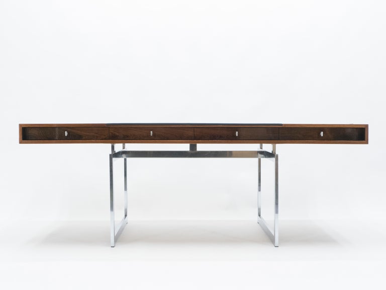 Unique Bodil Kjaer Rosewood Chrome Desk E Pedersen And Son Denmark 1960s For Sale At 1stdibs