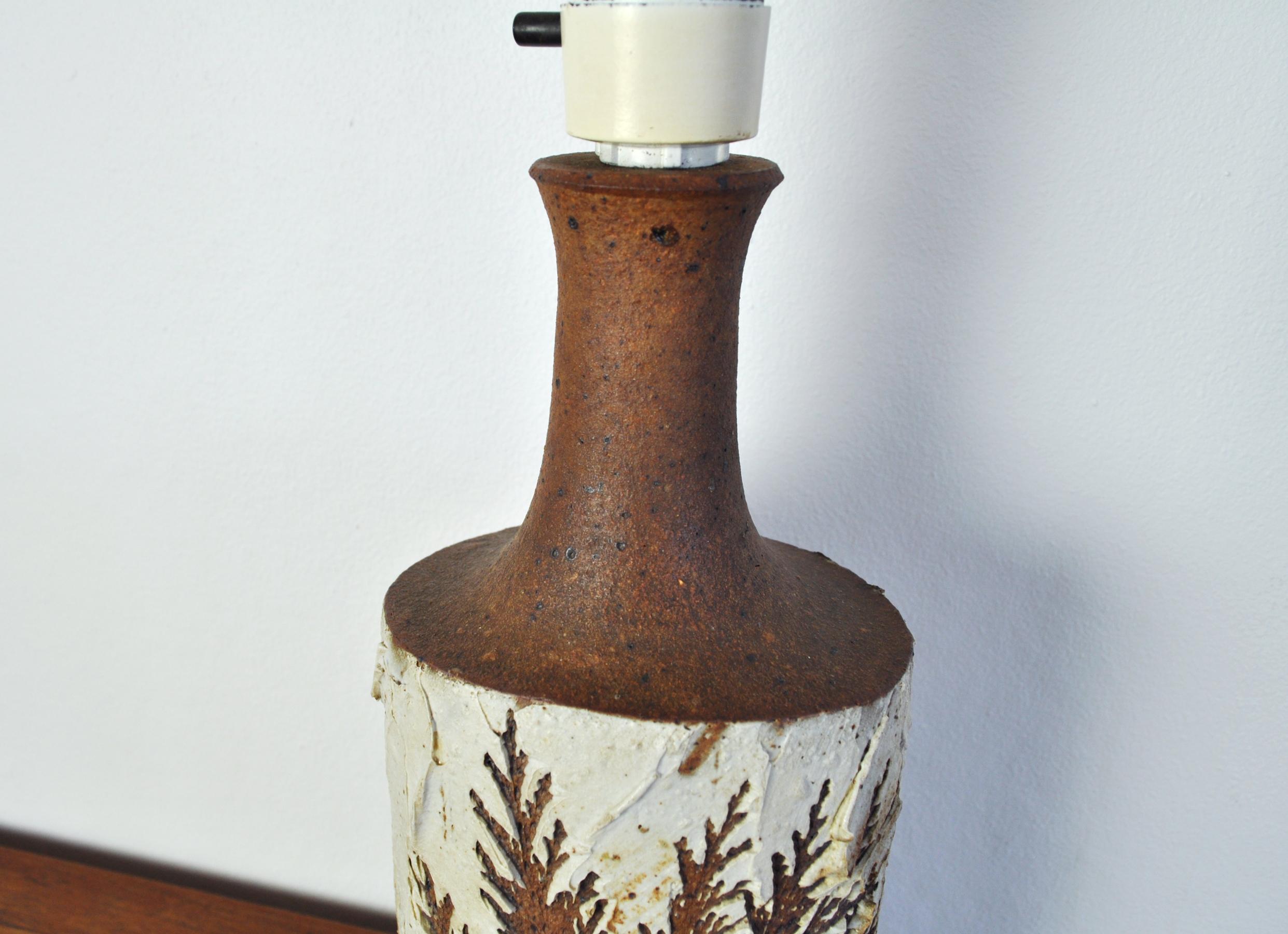 Unique Bodil Marie Nielsen Danish Modern Table Lamp with Leaves Print, 1960s 2