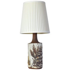 Unique Bodil Marie Nielsen Danish Modern Table Lamp with Leaves Print, 1960s