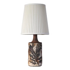 Unique Bodil Marie Nielsen Danish Modern Table Lamp with Leaves Print, 1960s