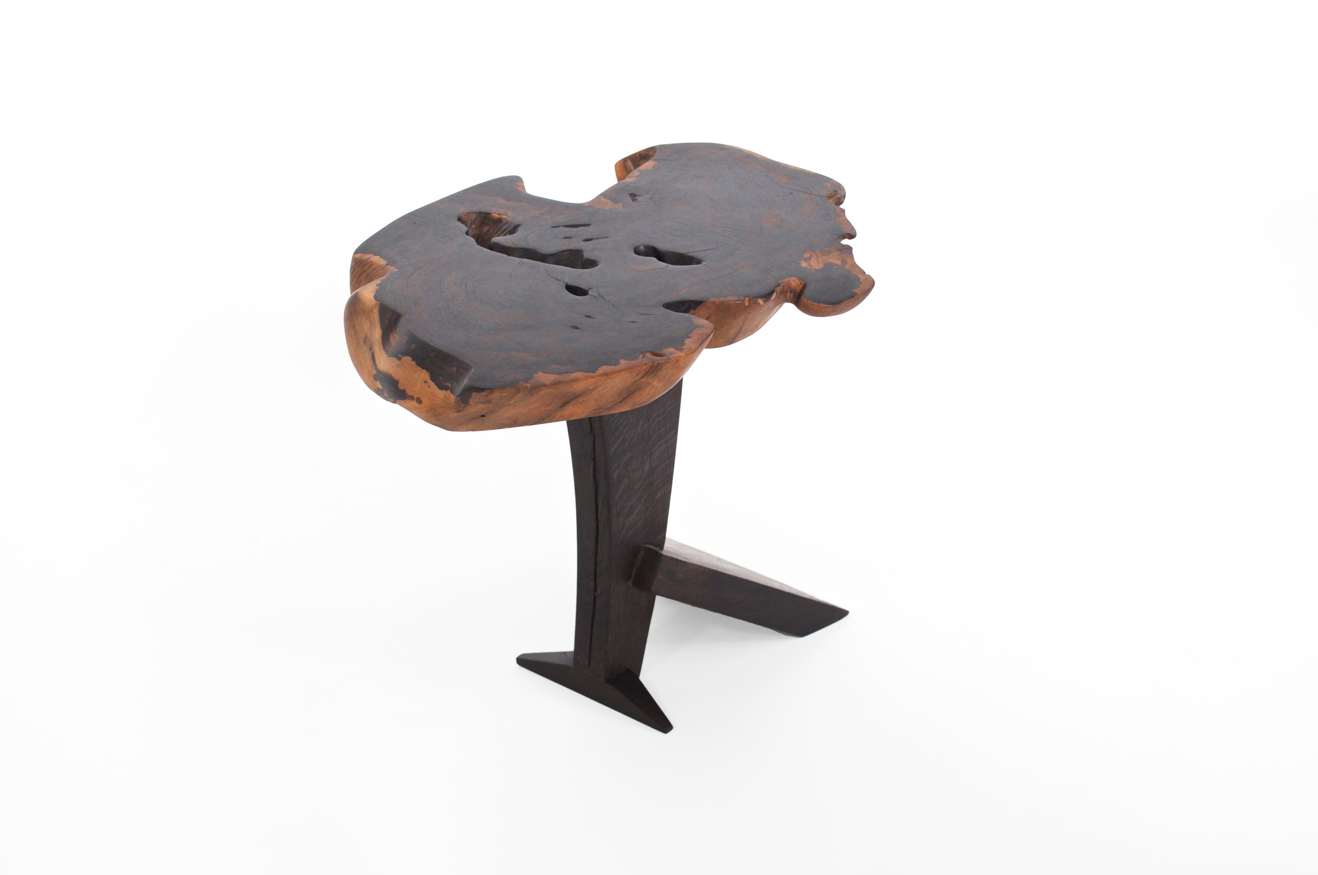 Unique Bog oak signed table by Jörg Pietschmann T2551 
Materials: Zirikote, Bog oak, polished oil finish
Measures: H 42 x W 50 x D 42 cm 


In Pietschmann’s sculptures, trees that for centuries were part of a landscape and founded in primordial