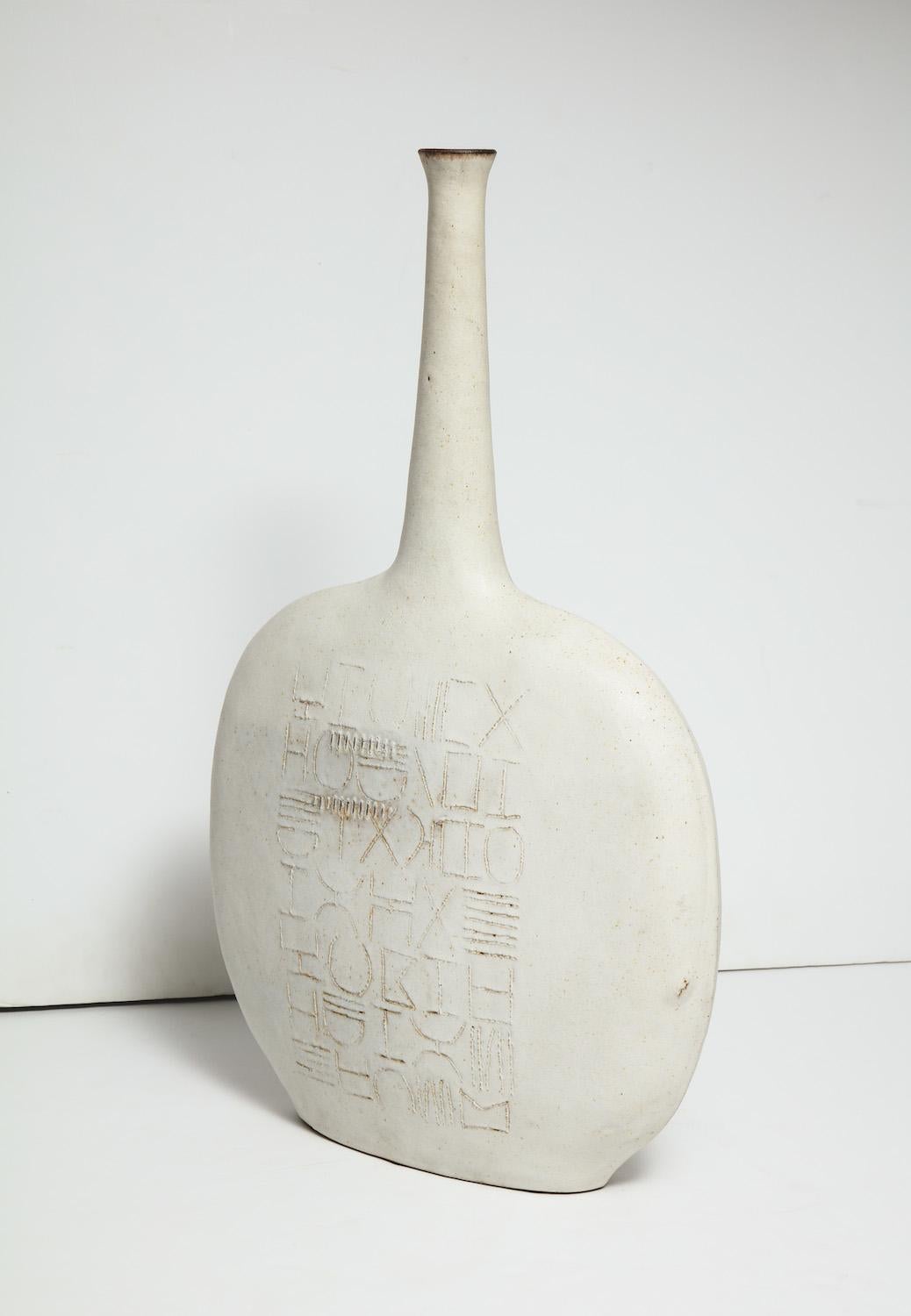 Late 20th Century Unique Bottle Form Vase by Bruno Gambone For Sale