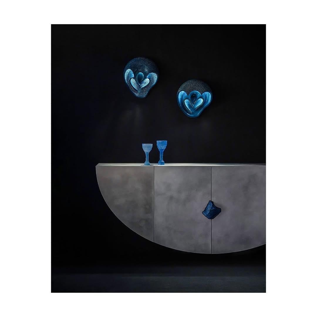 Bronze Unique Bow Console with Noir Belge Stone by Pierre De Valck, Brass or Aluminium For Sale