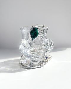 Unique Bowl #11 in Crystal and Silver with Gemstones by Szkło Studio