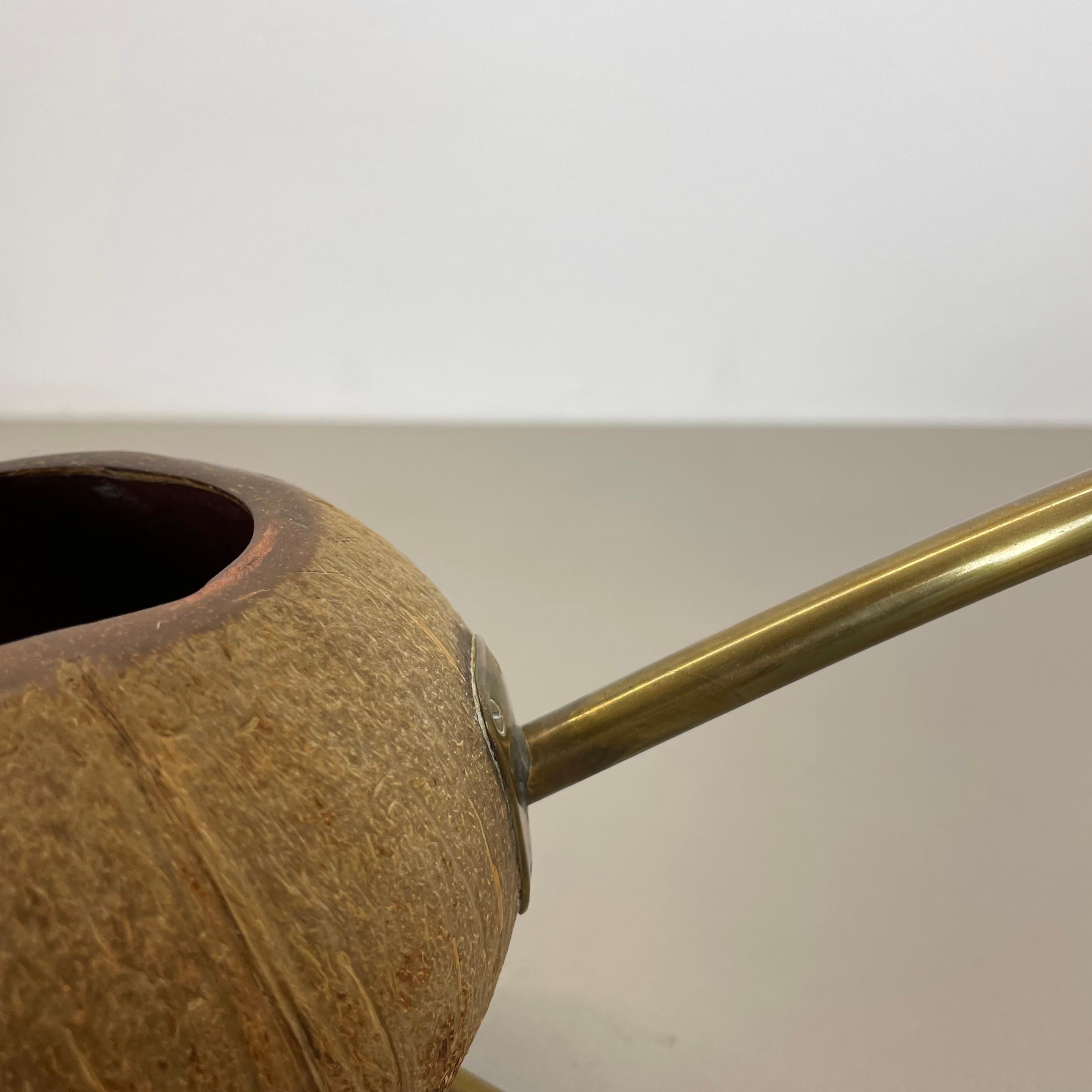 unique brass and COCONUT watering can by Carl Auböck attrib., Austria, 1950s For Sale 8