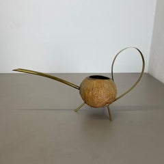 unique brass and COCONUT watering can by Carl Auböck attrib., Austria, 1950s