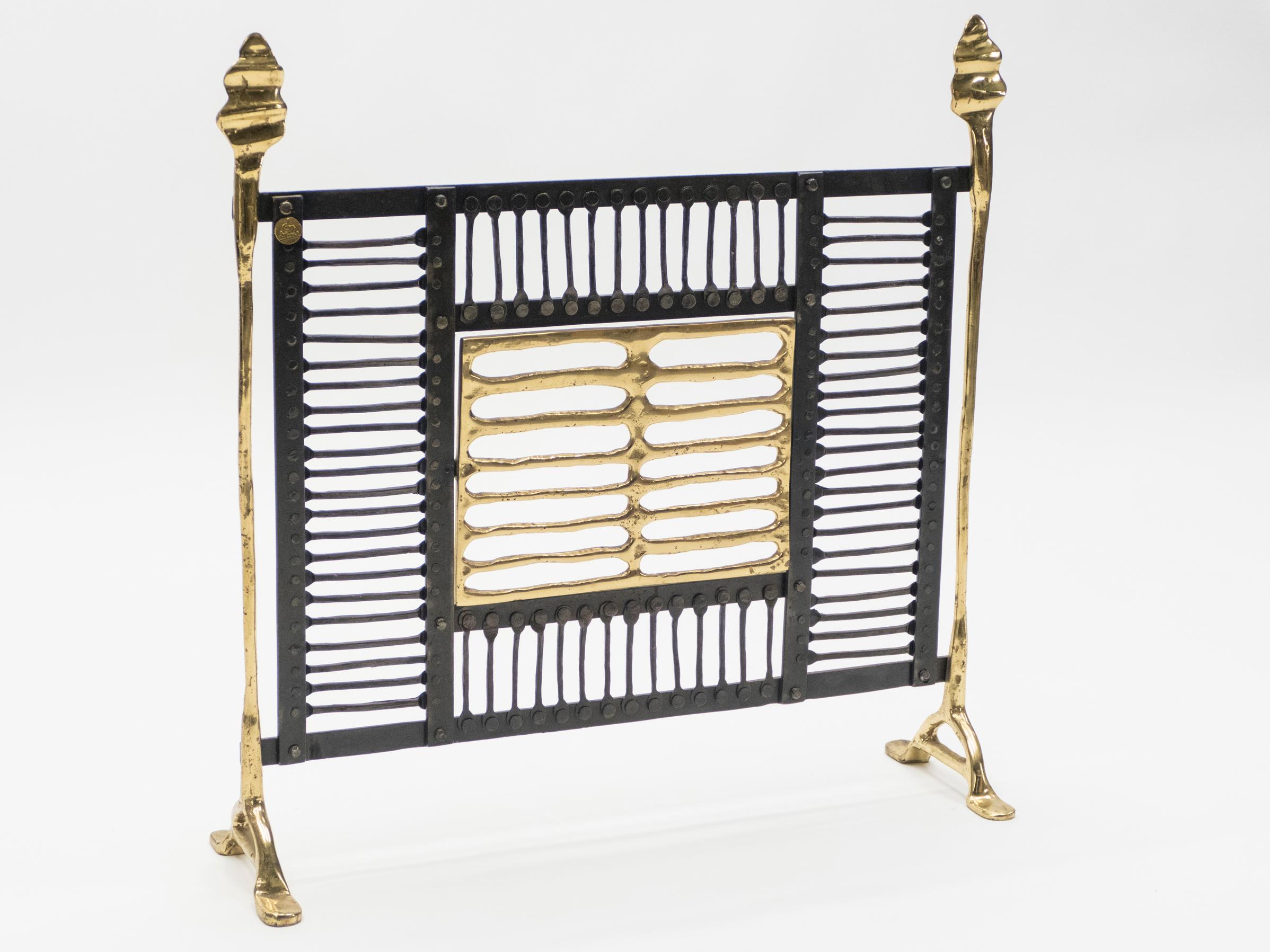 Garouste and Bonetti are known for their experimental and highly artistic designs, this fire screen, with its iron and brass collage and handcrafted look was heavily inspired by the French design duo. It features individually wrought iron bars,