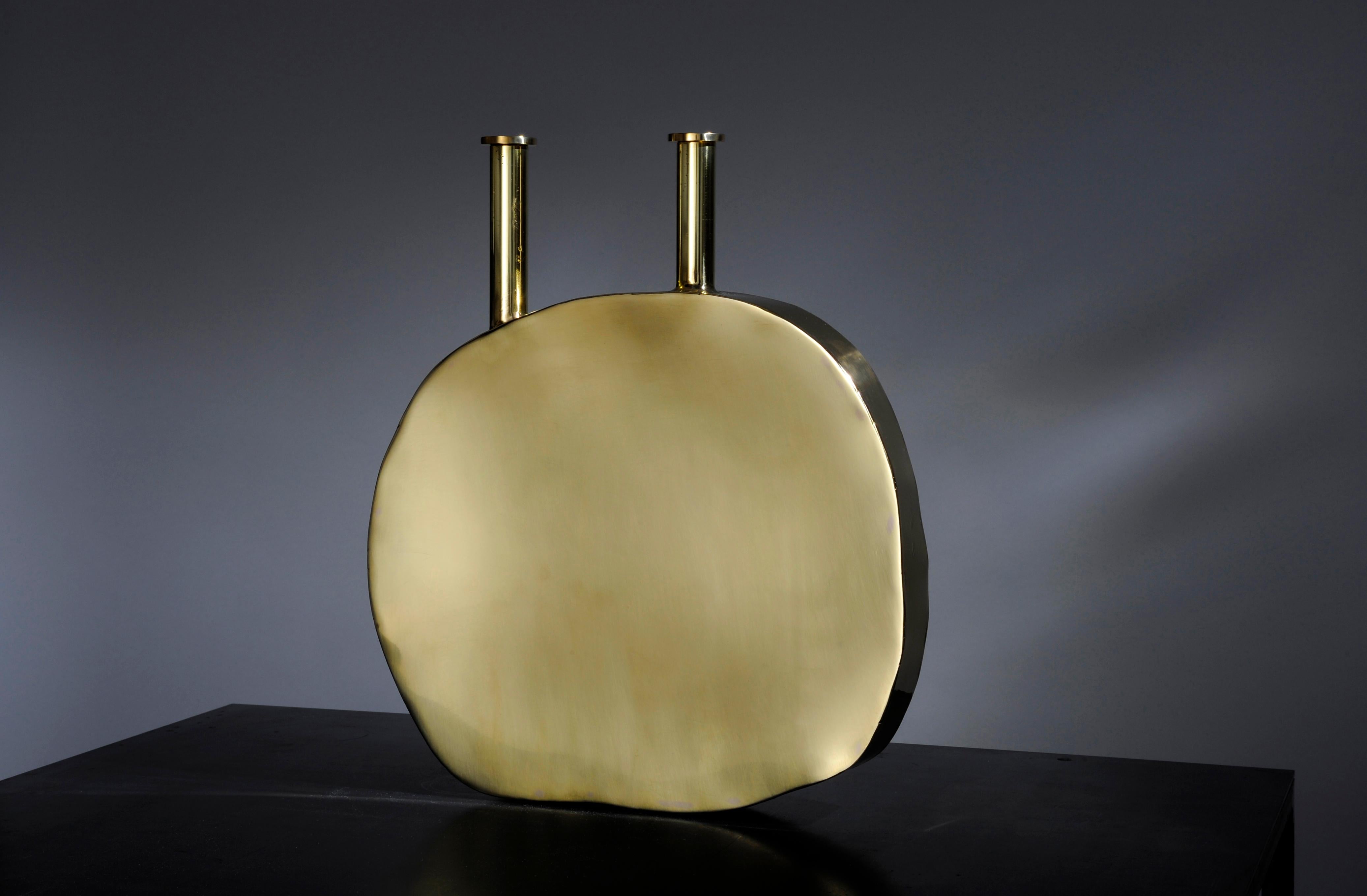 Contemporary Unique Brass Bottle, Hand-Sculpted and Signed by  Lukasz Friedrich