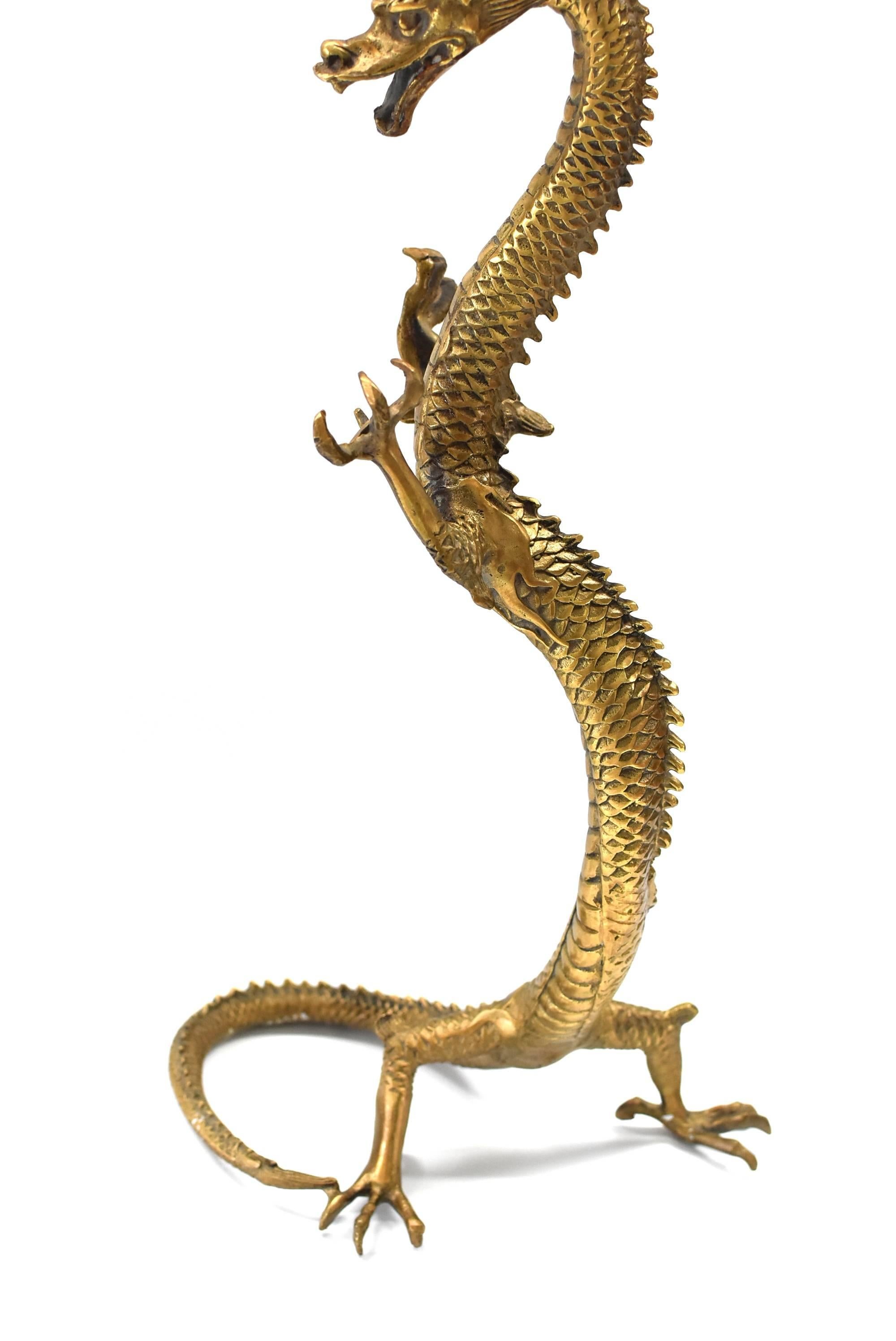 Chinese Unique Brass Dragon, Large Standing