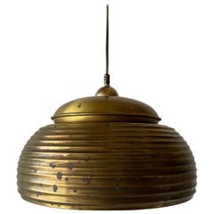 Unique Brass Industrial Pendant Lamp with Patinas, 1960s, Italy