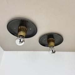unique brass spot Gino Ponti Style wall Ceiling Light Flushmount Italy 1950s