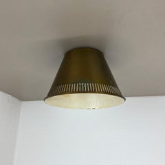 unique brass spot shade Gino Sarfatti Style Ceiling Light Flushmount Italy 1950s