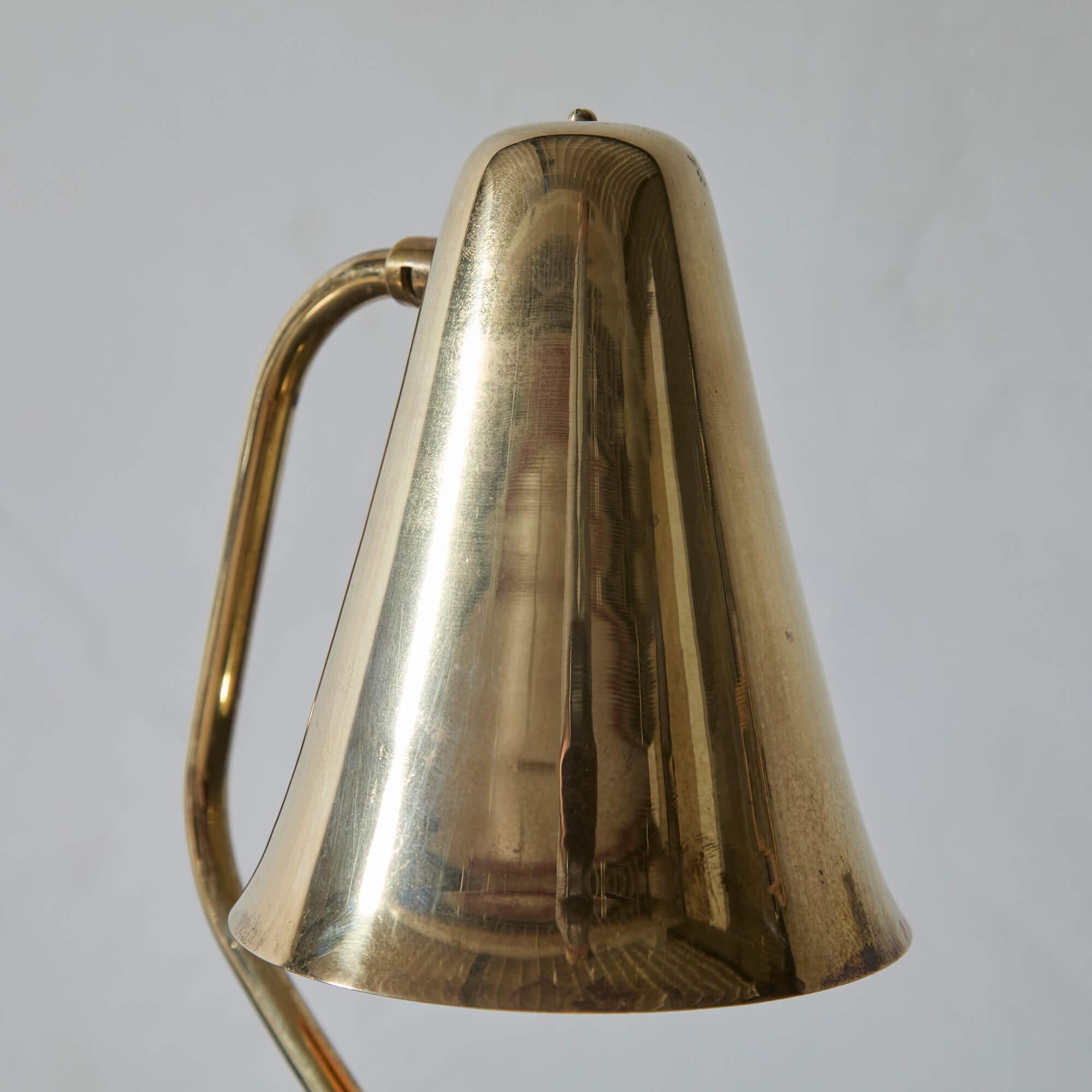 German Unique Brass Table Lamp with Alarm Clock For Sale