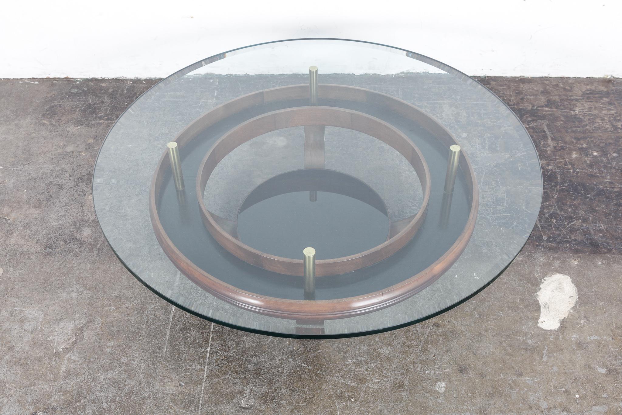 glass top coffee table with wood base