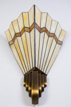 Unique Bronze and Opaline Glass Art Deco Sconce