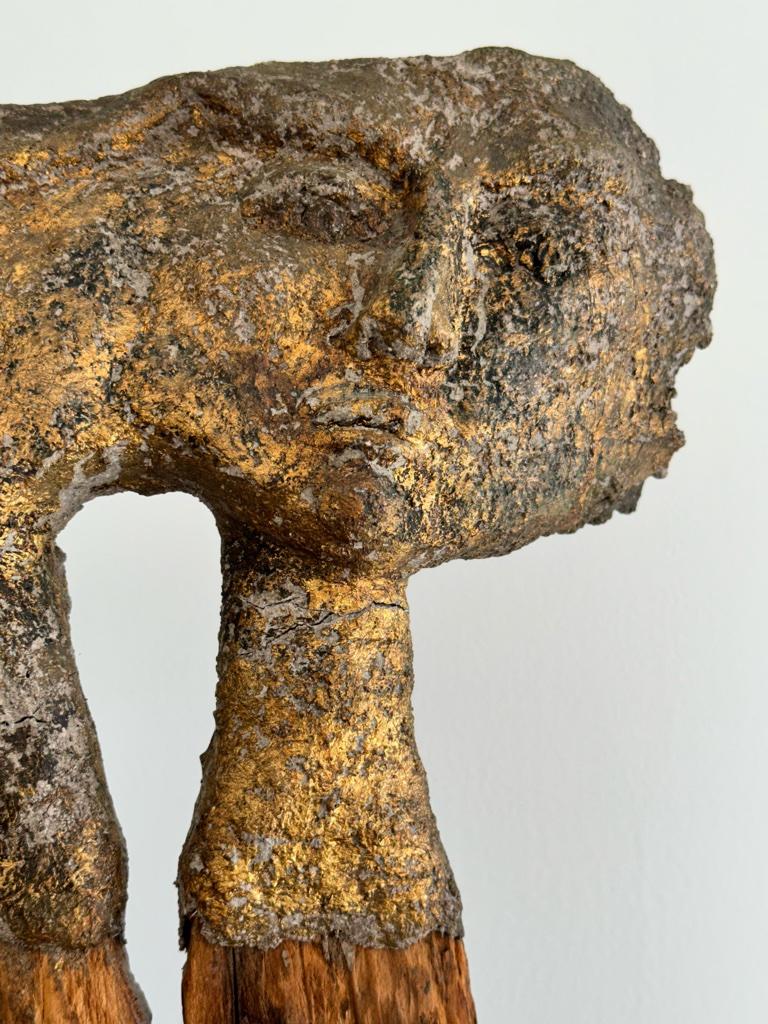 Unique Bronze and Wood Sculpture by French Artist Francoise Mayeras For Sale 11