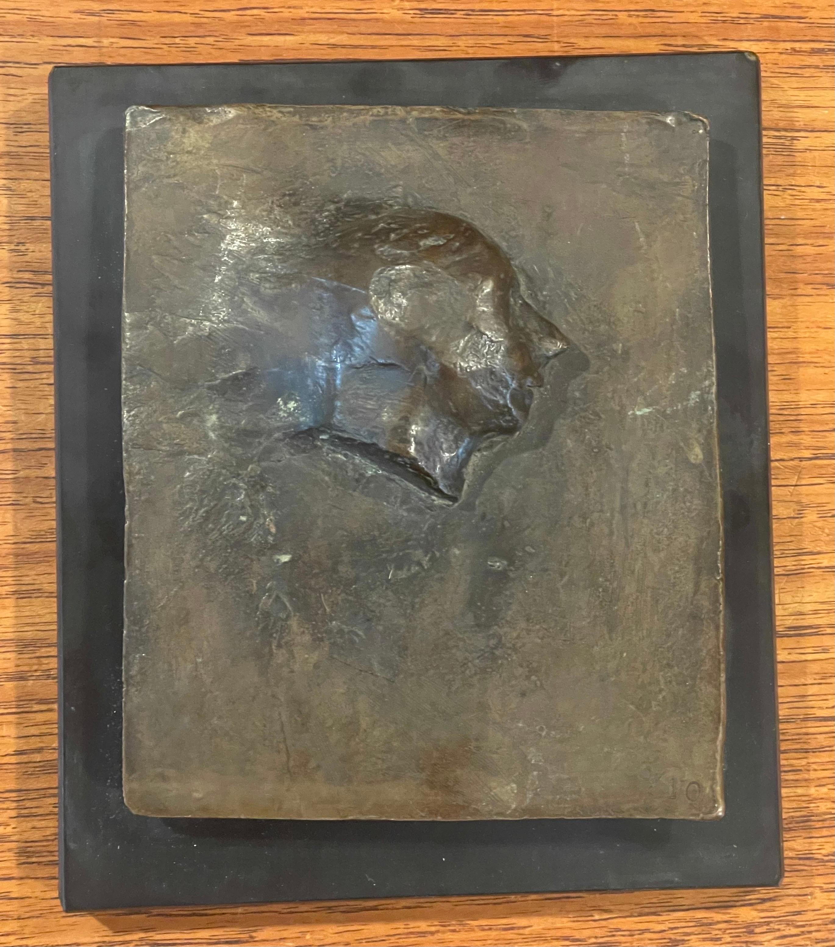 Unique Bronze Figurative Profile Plaque by Thom O'connor For Sale 2